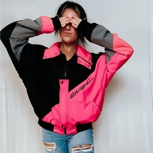 Vintage Snap On Bomber Jacket Hot Pink